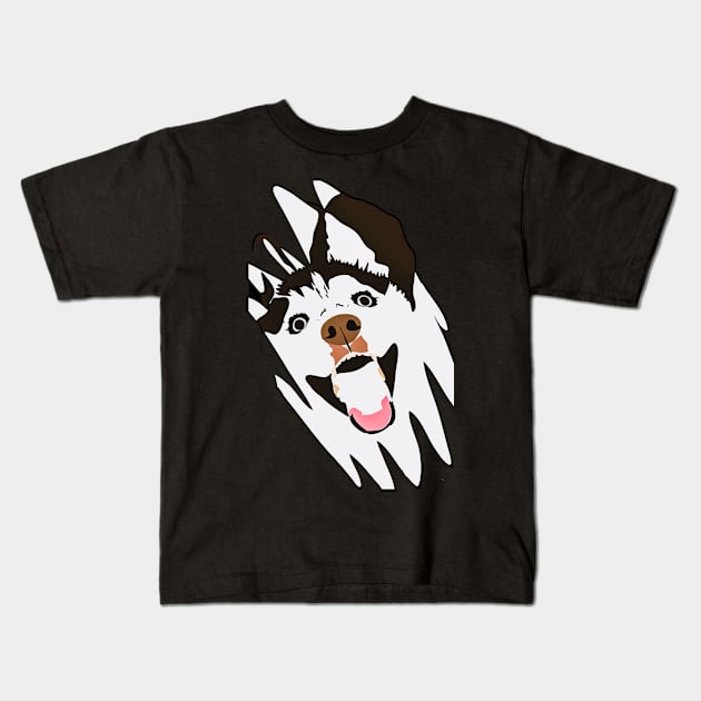 Excited Husky Dog Kids T-Shirt by Digital GraphX